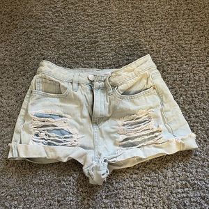 3 light washed jean shorts